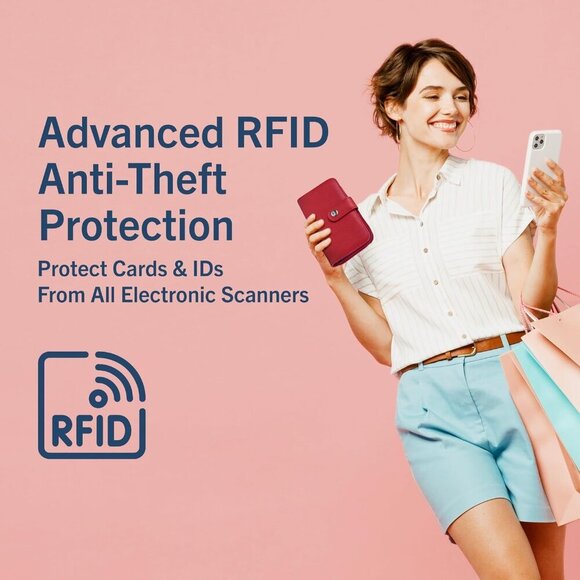 Be Shore Zip Around Wallet for Women RFID Vegan Leather Clutch, Bifold Organizer - Picture 5 of 7